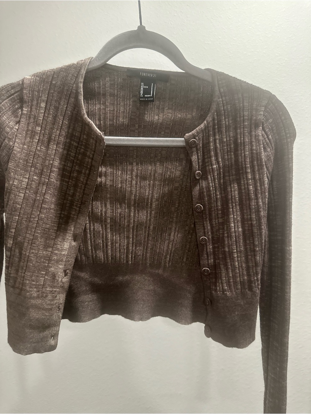 Forever 21 Brown Ribbed Button-Front Cardigan - Picture 3 of 5